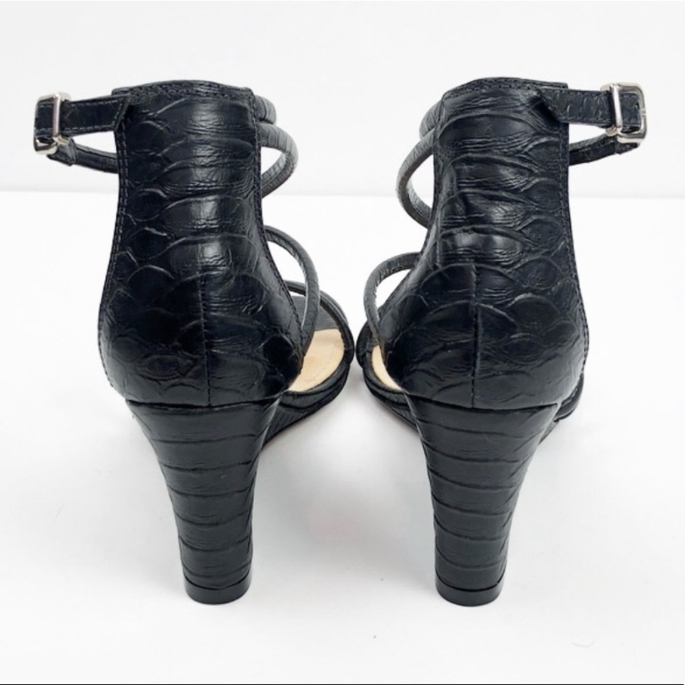 SCHUTZ Black Snakeskin Strappy Wedges Heels - Picture 5 of 7